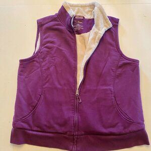 L.L. Bean Purple Fleece Lined Vest Women XL Sherpa Zip Up Outdoor Core Cozy
